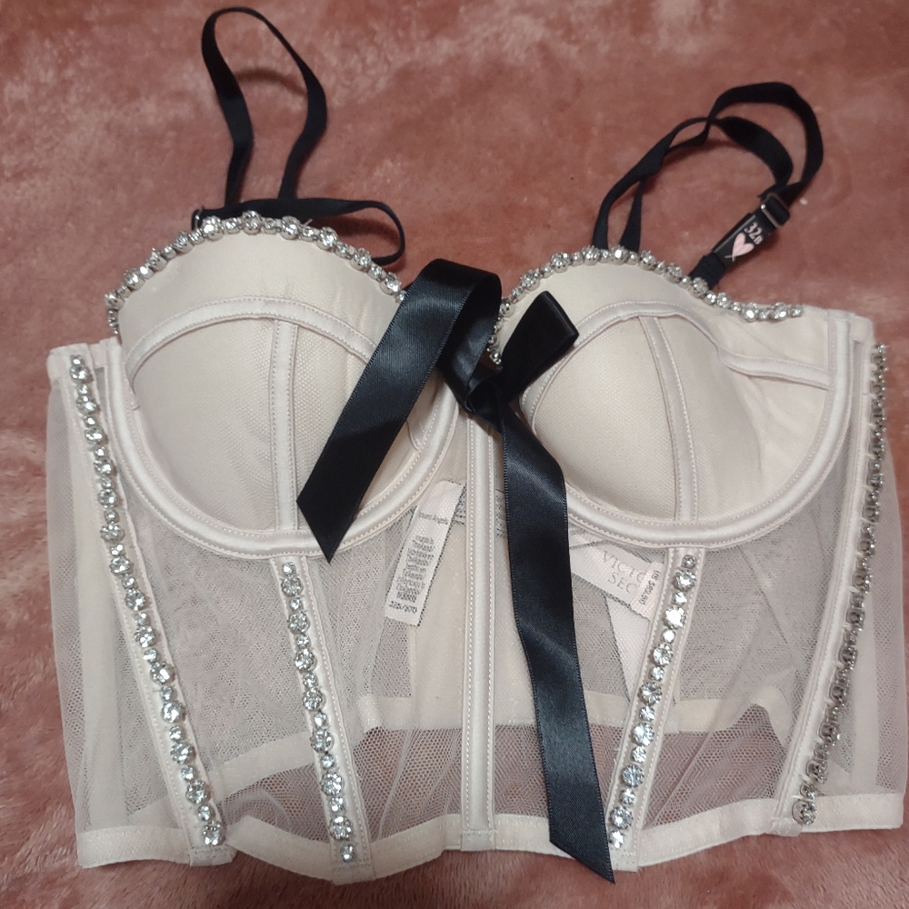 Victoria's secret cream colored  sheer corset bra